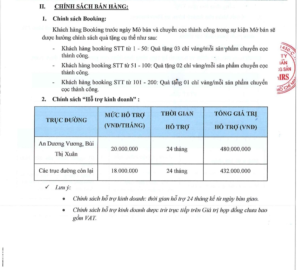 Chính Sách Bán Hàng Uni Complex Bình Dương